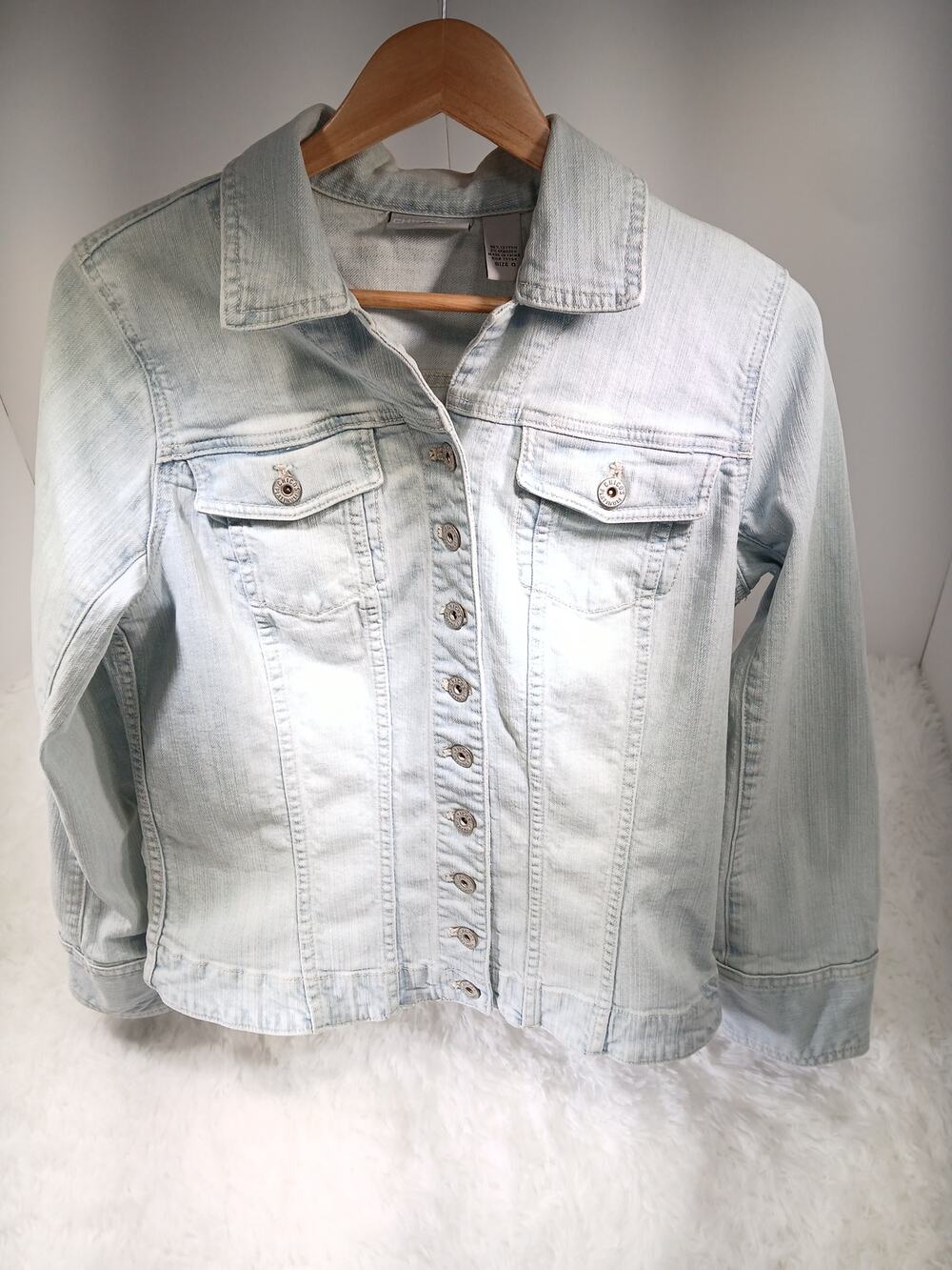 Chico's Platinum Light Wash Denim Jacket - Size 0
